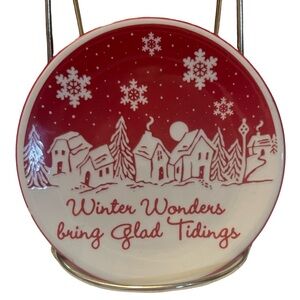 Holiday Winter Wonders Ceramic 4.5” Ornament - Red and White
